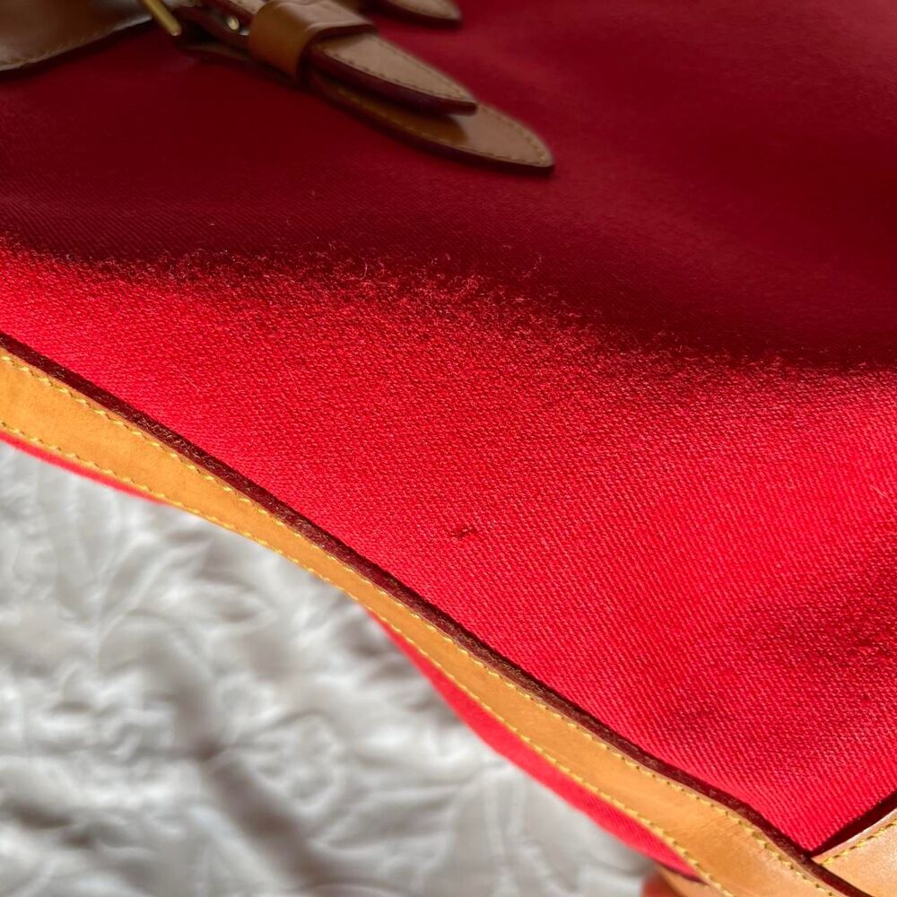 Rare Vintage 90s Dooney & Bourke Cabriolet Red Canvas Leather Trim Bucket Bag - Picture 6 of 13